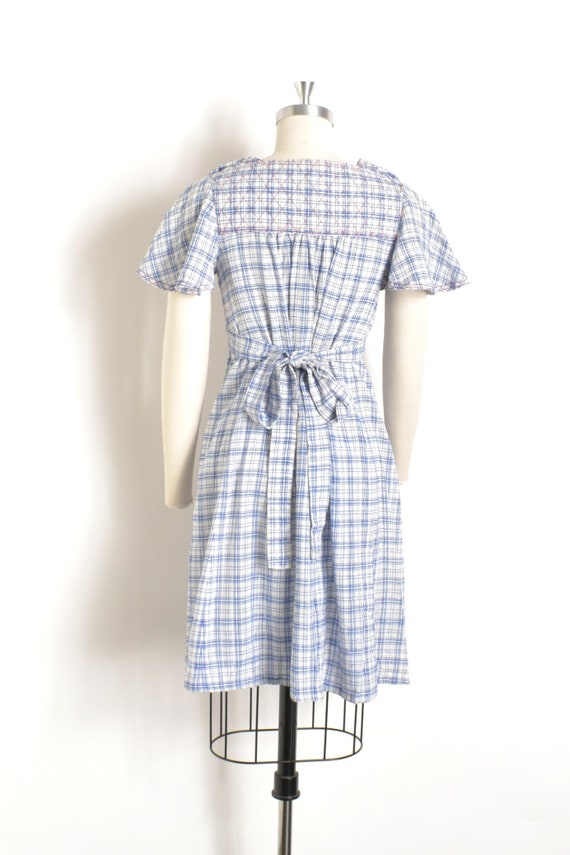 Vintage 1970s Dress / 70s Plaid Cotton Mini Dress… - image 6