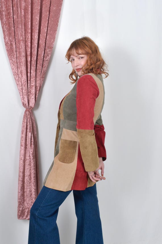Vintage 1990s Jacket / 90s Does 70s Patchwork Sue… - image 4