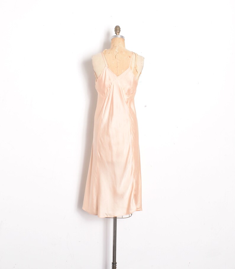 M L Vintage 1930s Lingerie 30s Silk and Lace Slip Pink