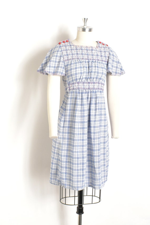 Vintage 1970s Dress / 70s Plaid Cotton Mini Dress… - image 4