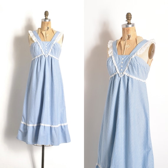 Vintage 1970s Dress / 70s Jody T Striped Cotton S… - image 1