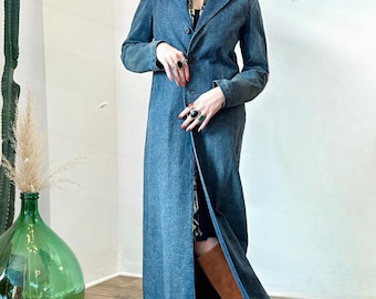 Vintage jaren 90 jas / Jean Colonna denim stofdoekjas jaren 90 / blauw (S)