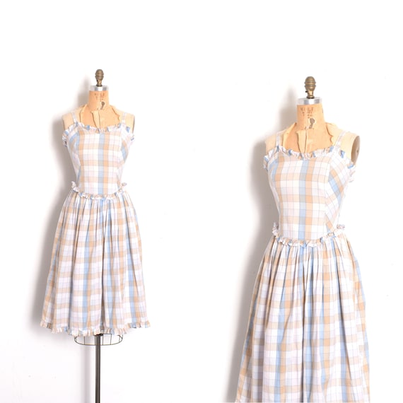 Vintage 1980s Dress / 80s Starina Plaid Indian Cot