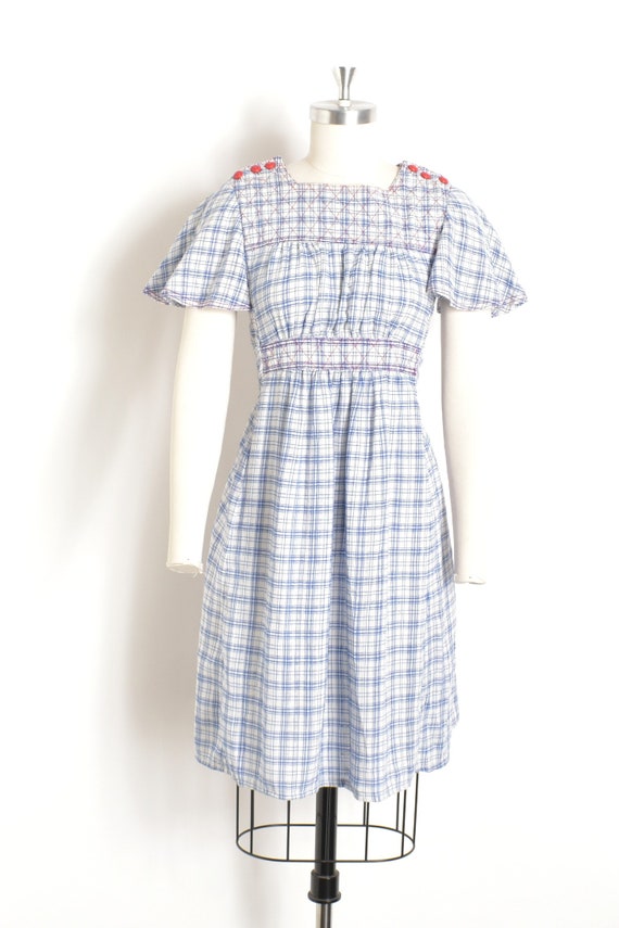 Vintage 1970s Dress / 70s Plaid Cotton Mini Dress… - image 2