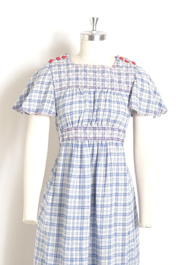 Vintage 1970s Dress / 70s Plaid Cotton Mini Dress… - image 3