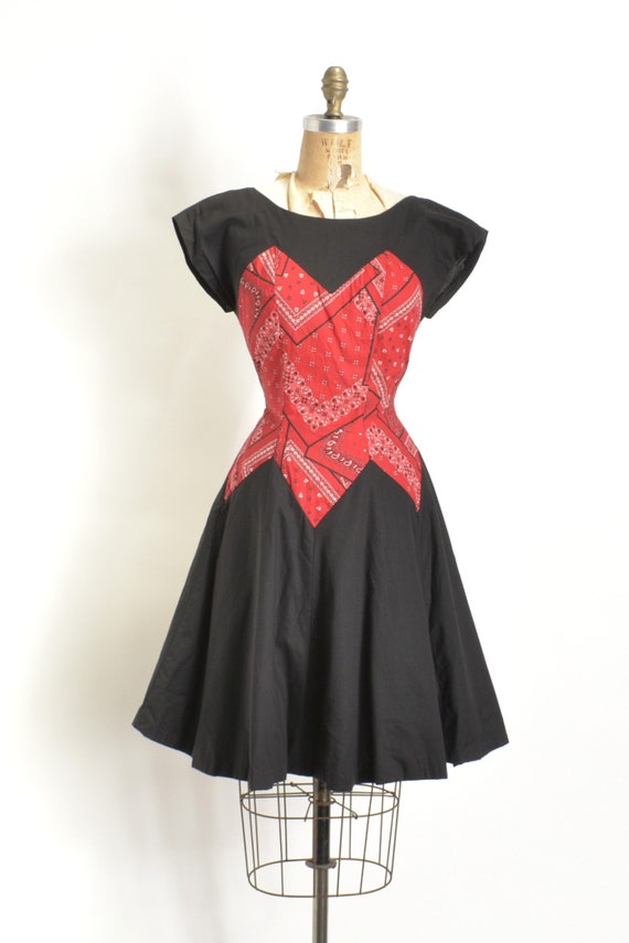 Vintage 1950s Dress / 50s Bandana Print Cotton Dr… - image 2