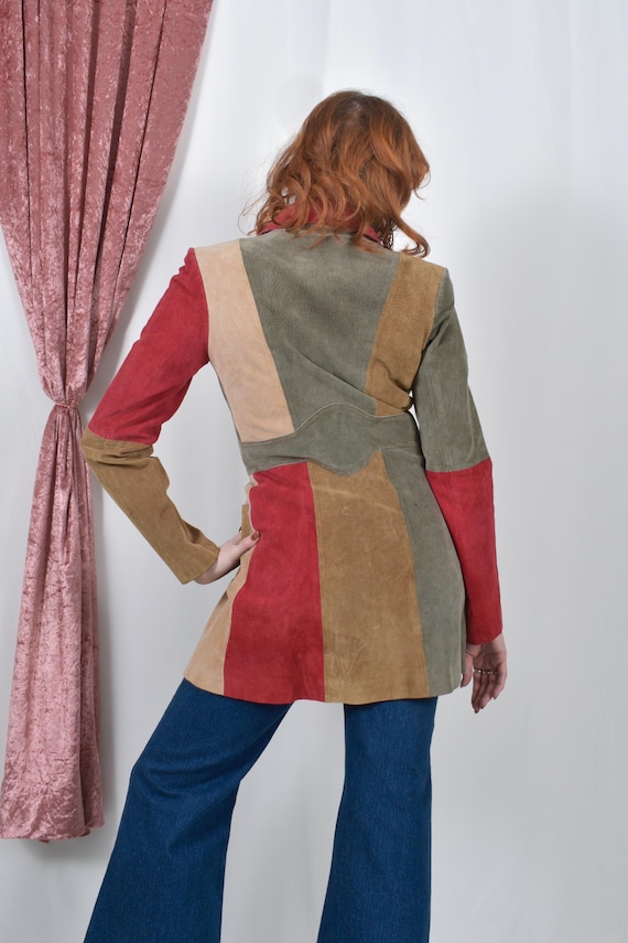 Vintage 1990s Jacket / 90s Does 70s Patchwork Sue… - image 6