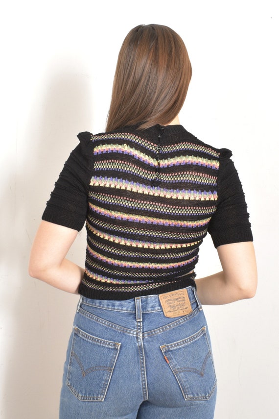 Vintage 1940s Sweater / 40s Colorful Striped Knit… - image 5