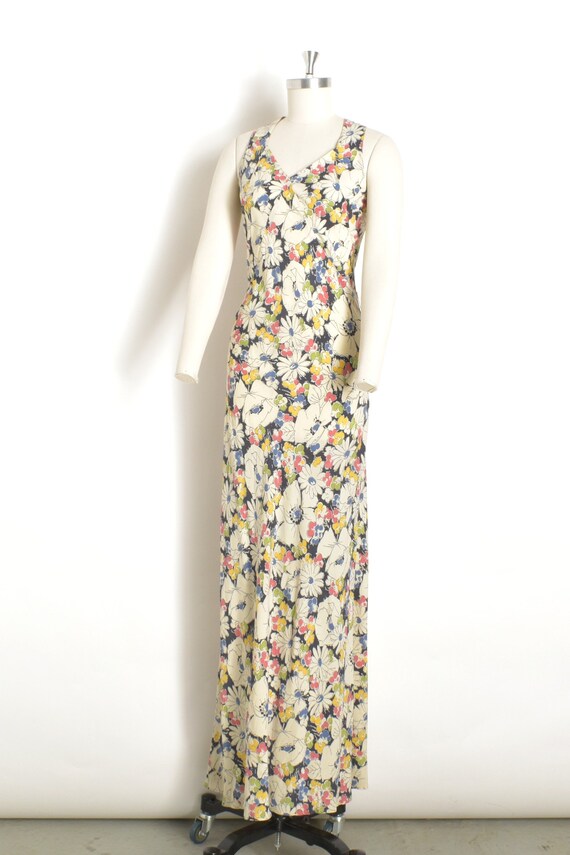 Vintage 1930s Dress / 30s Bias Floral Rayon Gown … - image 5