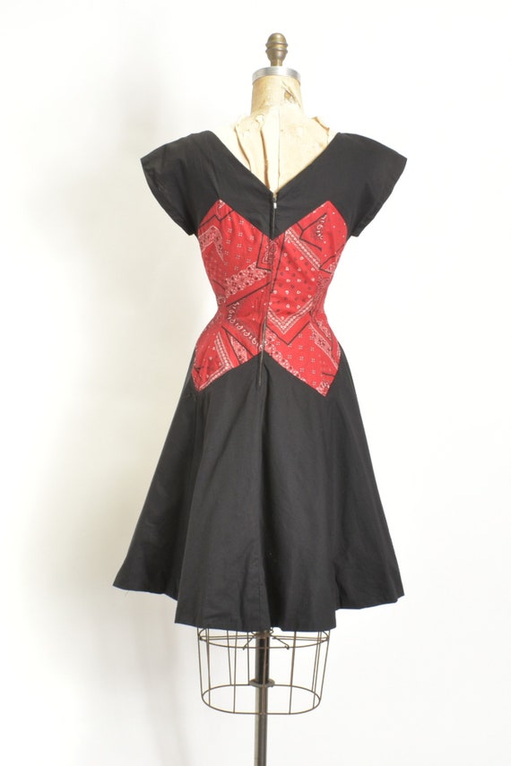 Vintage 1950s Dress / 50s Bandana Print Cotton Dr… - image 6