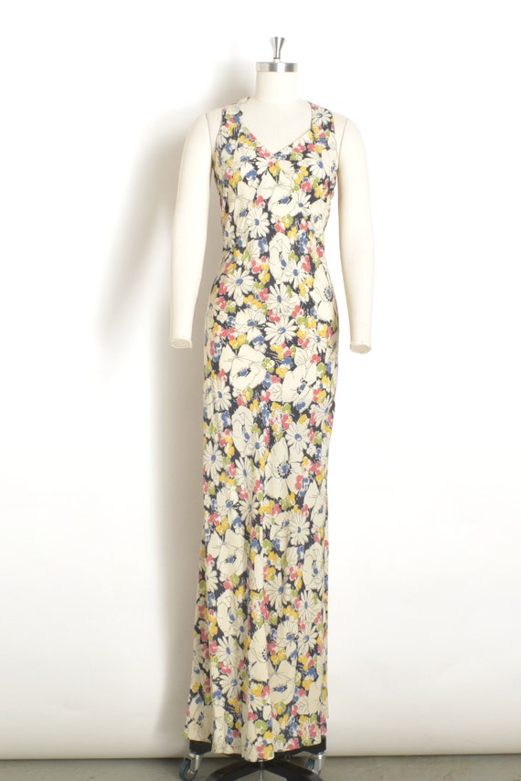 Vintage 1930s Dress / 30s Bias Floral Rayon Gown … - image 2