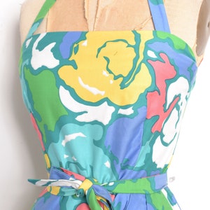 Vintage 1970s Dress / 70s Malia Floral Cotton Sarong Dress / Blue Green S M image 4
