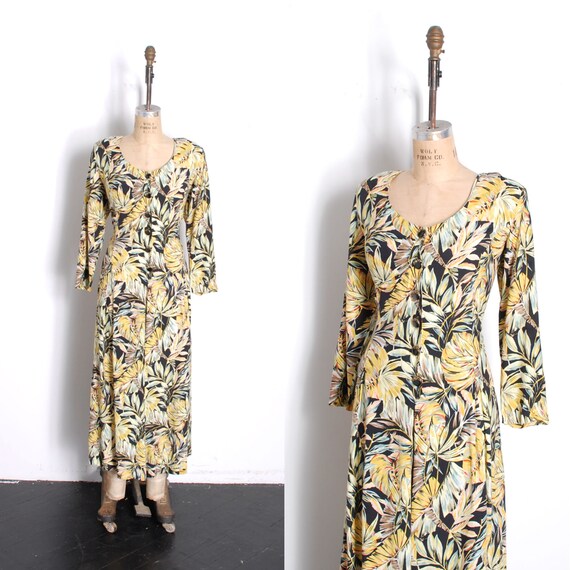 Vintage 1980s Jumpsuit / 80s Wide Leg Tropical Pri