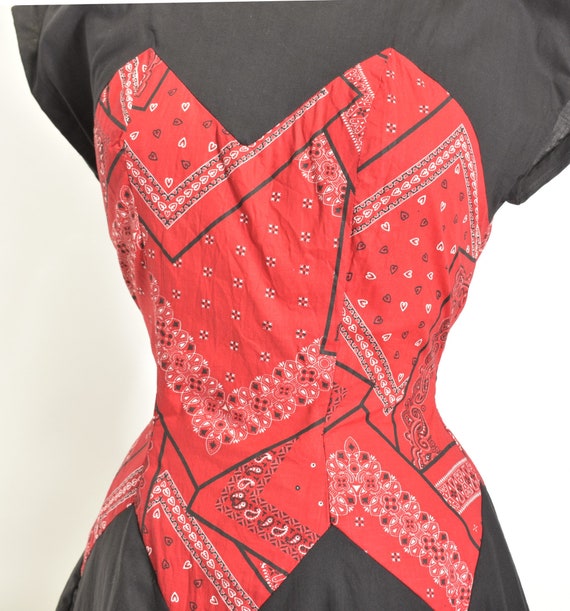 Vintage 1950s Dress / 50s Bandana Print Cotton Dr… - image 5