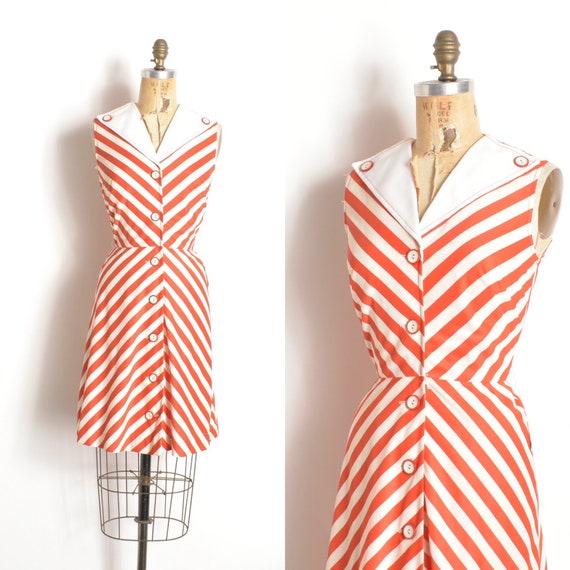 Vintage 1960s Dress / 60s Chevron Striped Mini Dr… - image 1