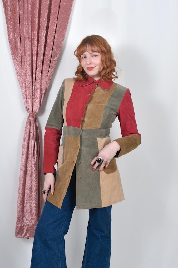 Vintage 1990s Jacket / 90s Does 70s Patchwork Sue… - image 1