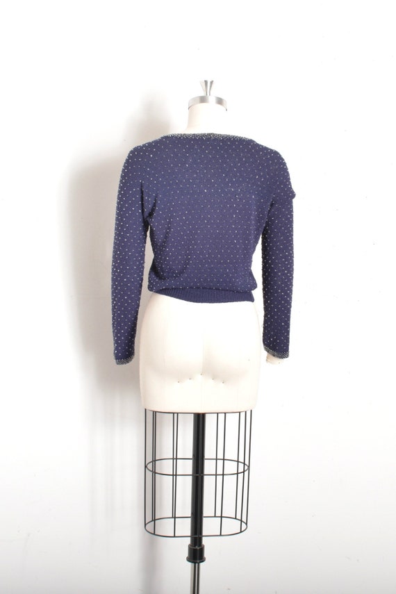 Vintage 1950s Sweater / 50s Beaded Knit Pullover … - image 6