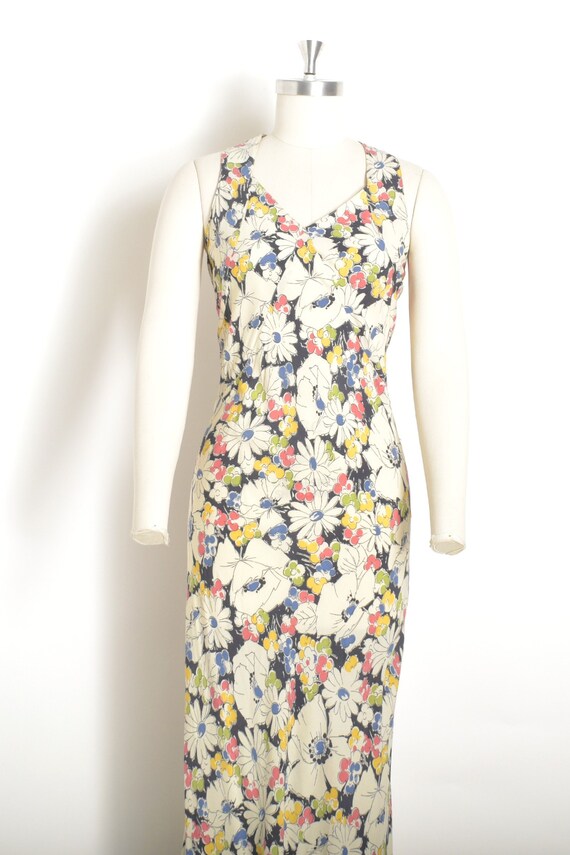 Vintage 1930s Dress / 30s Bias Floral Rayon Gown … - image 3