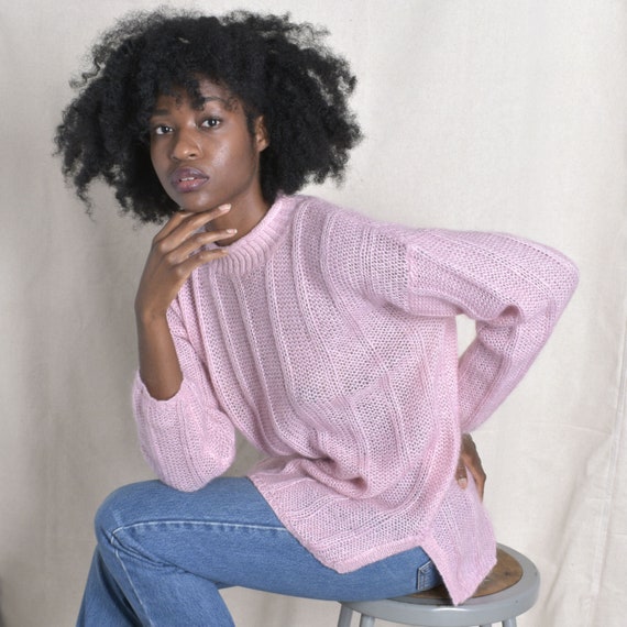 Vintage 1980s Sweater / 80s Mohair Slouchy Knit Sw