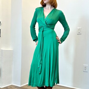 Vintage 1970s Dress / 70s Holly's Harp Jersey Wrap Dress / Green XS S image 2