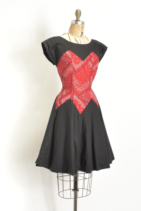 Vintage 1950s Dress / 50s Bandana Print Cotton Dr… - image 4