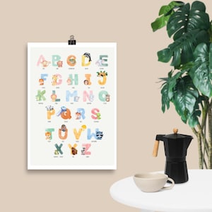 Póster ABC para niños: póster para aprender el alfabeto en alemán | Carteles de aprendizaje para la habitación de los niños | Carteles educativos para preescolar y guardería | A3 A2 A1