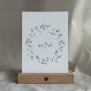Kaart met de tekst "Al mijn liefde" A6 – ansichtkaart met bloemenkrans, felicitatiekaart voor een huwelijk, verjaardagskaart, verlovingskaart, Scandinavisch briefpapier