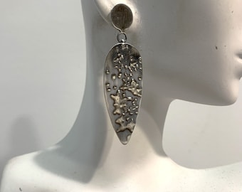 Silver Post Textured Earrings