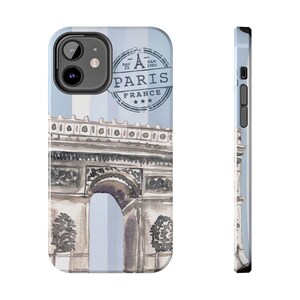 Funda para iPhone con estampado de acuarela de viaje / Funda de rayas suaves de París, Italia y Londres / Funda para teléfono con estética de viaje