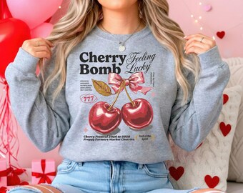 Retro Cherry Valentine Sweatshirt | February Outfit