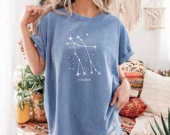 Gemini Constellation Shirt Zodiac Sign Tee Astrology Gift Twin Stars Shirt