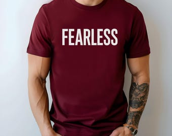 Fearless Mens Minimalist T Shirt Bold Motivational Graphic Tee Streetwear Casual Comfort Gift