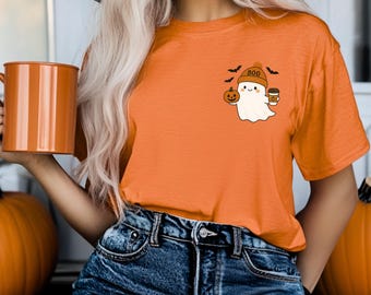 Kawaii Halloween Geist Kaffee Tee: Komfort Farben Herbst Shirt