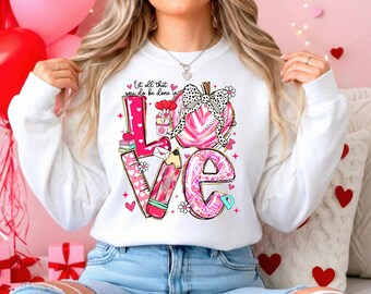 Valentine Crewneck for Teachers | Coquette Bow Heart Design