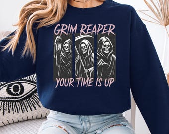 Grim Reaper Halloween Crewneck | Spooky Horror Graphic Sweatshirt