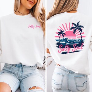 Salty Soul Crewneck Sweatshirt: Vintage Coastal Graphic, Oversized Pullover
