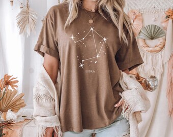 Libra Zodiac Shirt: Comfort Colors Constellation Tee, Astrology Gift