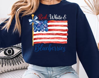 Rood, wit en bosbessen, ronde hals | Sweatshirt met Amerikaanse vlag Freedom