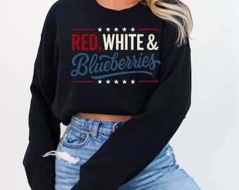 Rood, wit en bosbessen, ronde hals | Patriottisch grafisch sweatshirt