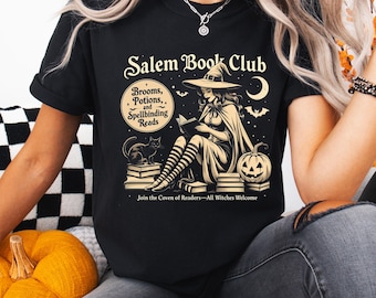 Camiseta de Halloween del Club del Libro de Salem: Camisa con colores cómodos para amantes de los libros y brujas
