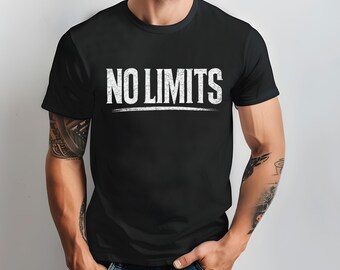No Limits Graphic Tee: Mens Motivational Soft Cotton Comfort Fit
