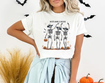 Cowboy Skeleton Halloween Shirt: Boots Bones & Boogie, Spooky Western Tee