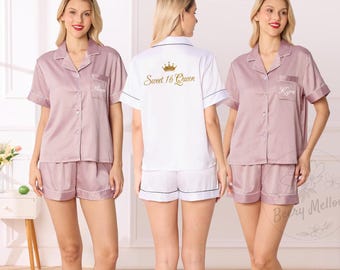 Spersonalizowany zestaw piżam dla druhen, pasujące piżamy imprezowe, piżamy urodzinowe, spersonalizowany prezent dla druhny