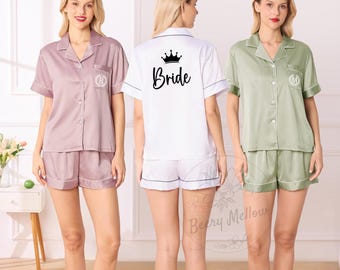 Pasujące piżamy dla druhen, piżamy ślubne na imprezę, prezent dla dziewczynki sypiącej kwiaty na poranek ślubu