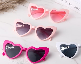 Personalized Bridal Party Sunglasses, Custom Heart Sunglasses, Beach Bride Honeymoon Bridal Shower Gifts