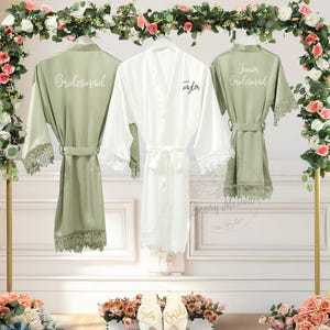 Robe de renda para dama de honra, robe personalizado com nome para a manhã do casamento, para florista e dama de honra júnior.