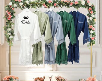Koronkowy szlafrok dla druhen, spersonalizowane szlafroki ślubne, szlafrok dla druhenek