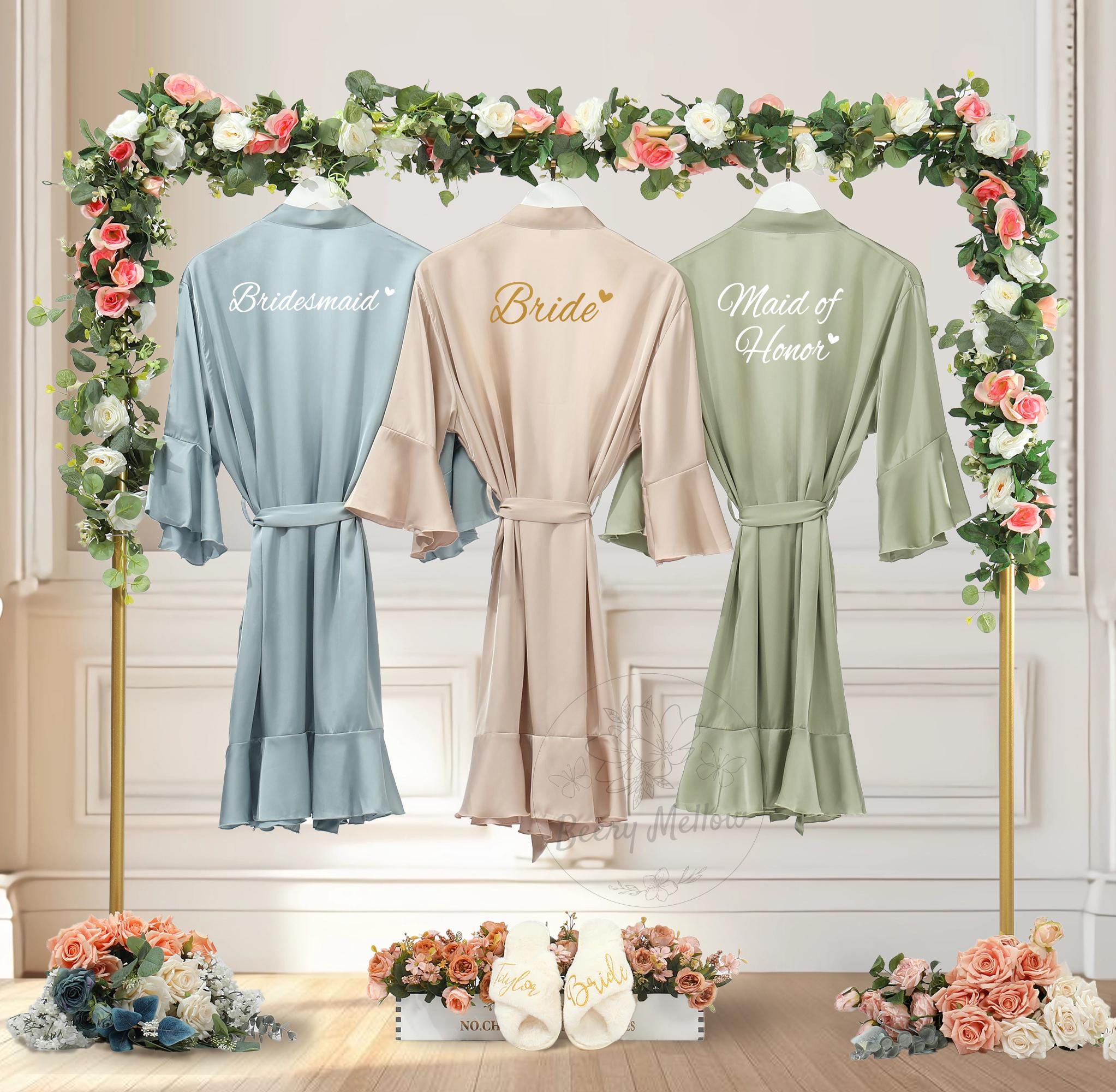 Personalized Bridesmaid Ruffle Robe, Custom Wedding Getting Ready Robe ...