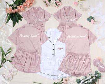 Personalized Birthday Party Pajamas, Matching Pajamas Set for Adults & Girls, Bridal Party Gifts