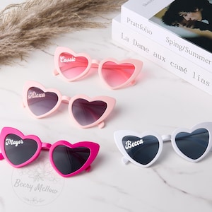 Personalized Bridal Party Sunglasses, Custom Heart Sunglasses, Beach Bride Honeymoon Bridal Shower Gifts